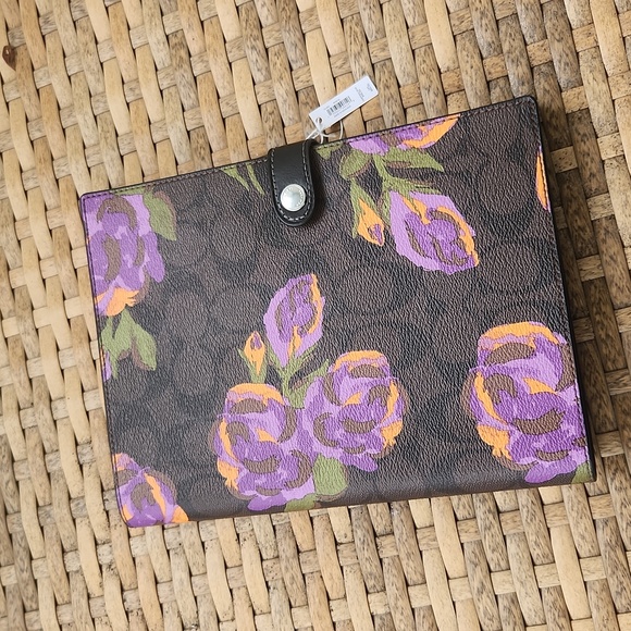 Coach Other - 💜🔥Sold Out Coach Notebook In Signature Canvas With Rose Print New Neon Collect